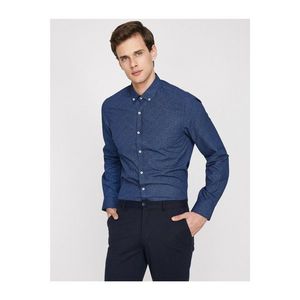Koton Men's Navy Blue Classic Collar Long Sleeve Patterned Shirt vyobraziť