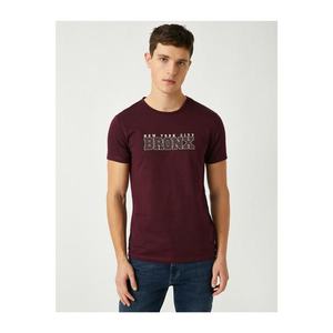 Koton Men's Claret Red Printed Cotton T-Shirt vyobraziť