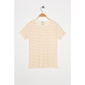 Koton Women's Orange Striped T-Shirt vyobraziť