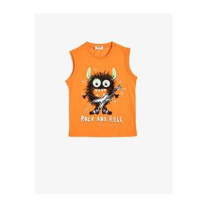 Koton Boy Orange Printed Crew Neck Undershirt vyobraziť