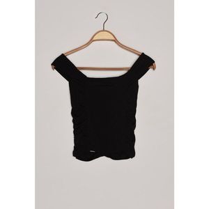 Trendyol Black Carmen Collar Crop Knitted Blouse vyobraziť