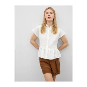 Koton Women's White Short Sleeve Drop Shirt vyobraziť