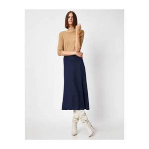Koton Women's Navy Blue High Waist Midi Skirt vyobraziť