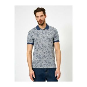 Koton Men's Navy Blue Polo Neck Camouflage And Polka Dot Patterned Single Jersey Fabric Slim Fit T-Shirt vyobraziť