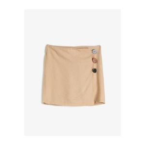 Koton Women's Ecru Buttoned Short Skirt vyobraziť