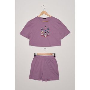 Trendyol Purple Printed Pajamas Set vyobraziť