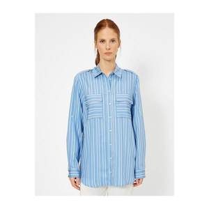 Koton Women's Blue Striped Shirt vyobraziť