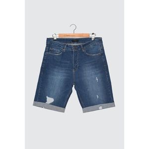 Trendyol Navy Blue Men Slim Fit Destroyed Shorts & Bermuda vyobraziť