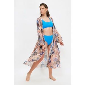 Trendyol Blue-Multi Tile Patterned Belted Kimono&Caftan vyobraziť