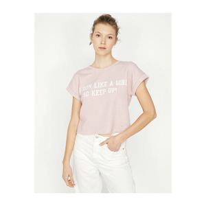 Koton Women's Pink Letter Printed T-Shirt vyobraziť