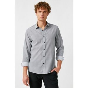 Koton Men's Black Patterned Classic Collar Long Sleeve Poplin Fabric Shirt vyobraziť