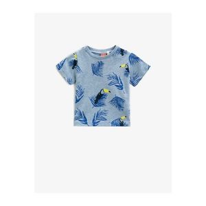Koton Boys Blue Printed Short Sleeve Cotton T-Shirt vyobraziť