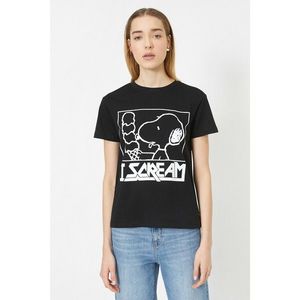 Koton Women Black Snoopy Printed Crew Neck Licensed T-Shirt vyobraziť