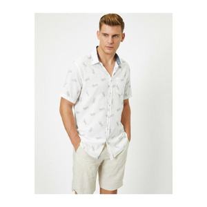 Koton Men's White Cotton Short Sleeve Patterned Shirt vyobraziť