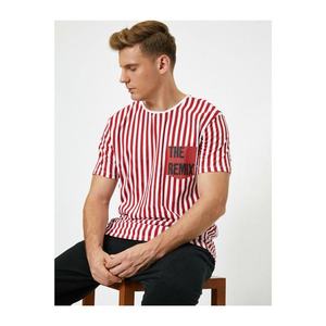 Koton Men's Red Striped Tshirt vyobraziť