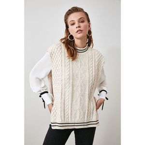 Trendyol Beige Knitted Detailed Knitwear Sweater vyobraziť