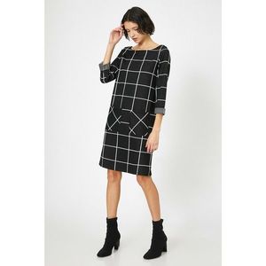 Koton Women's Black Square Patterned Dress vyobraziť