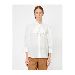 Koton Women's White Scarf Collar Shirt vyobraziť