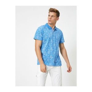 Koton Blue Patterned Polo Neck Short Sleeve T-Shirt vyobraziť