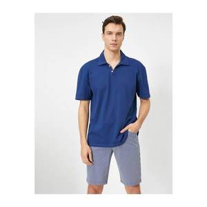 Koton Men's Navy Blue Button Detail Polo Neck T-Shirt vyobraziť