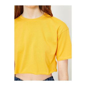 Koton Women's Yellow Bike Collar T-shirt vyobraziť