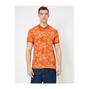 Koton Men's Orange Polo Neck Floral Patterned Pike Fabric Slim Fit T-shirt vyobraziť
