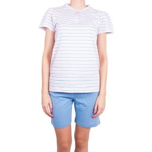 Women's short pajamas Molvy blue-pink stripes vyobraziť