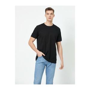 Koton Men's Black Crew Neck Short Sleeve Cotton T-shirt vyobraziť