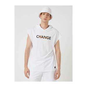 Koton Men's Printed T-shirt Hooded Cotton vyobraziť