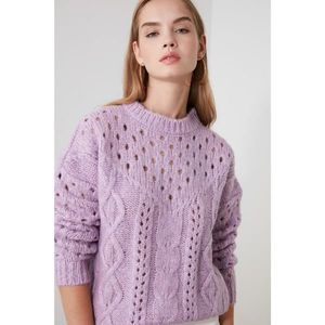 Trendyol Lila Mesh Detailed Captive Sweater vyobraziť
