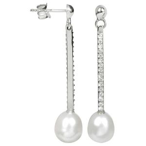 JwL Luxury Pearls Dlhé strieborné náušnice s perlou a kryštály JL0195 vyobraziť