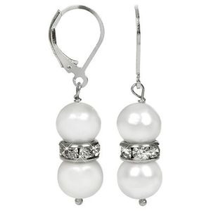 JwL Luxury Pearls Elegantné náušnice s pravými bielymi perlami a kryštály JL0278 vyobraziť