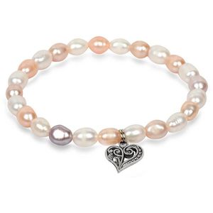 JwL Luxury Pearls Jemný náramok z pravých perál s kovovým srdiečkom JL0293 vyobraziť