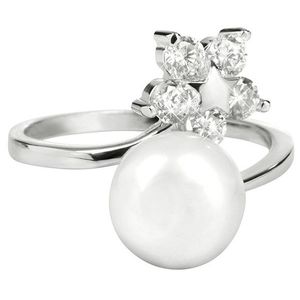 JwL Luxury Pearls Strieborný prsteň s pravou perlou a čírymi kryštálmi JL0322 vyobraziť