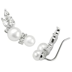 JwL Luxury Pearls Pozdĺžne strieborné náušnice s pravými perlami a kryštály JL0300 vyobraziť