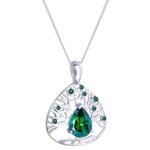 Preciosa Strieborný náhrdelník so zirkónmi Green Tree of Life 5220 66 (retiazka, prívesok) vyobraziť