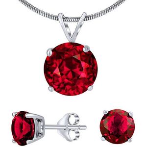 Silvego Strieborný set šperkov s červeným krištáľom JJJS7RR1 (náušnice, prívesok) vyobraziť