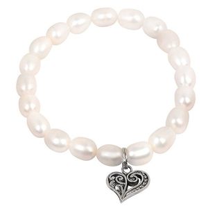 JwL Luxury Pearls Jemný náramok z pravých perál s kovovým srdiečkom JL0417 vyobraziť