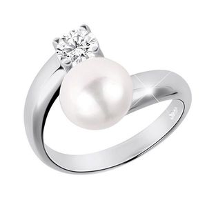 JwL Luxury Pearls Strieborný prsteň s bielou perlou a čírym kryštálom JL0432 vyobraziť