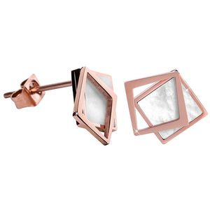 Troli Bronzové náušnice v tvare dvojitého štvorca - perleťové vyobraziť