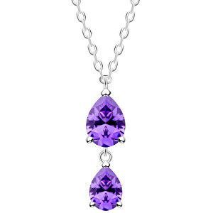 Preciosa Jemný strieborný náhrdelník Lyra Violet 5264 56 (retiazka, prívesok) vyobraziť