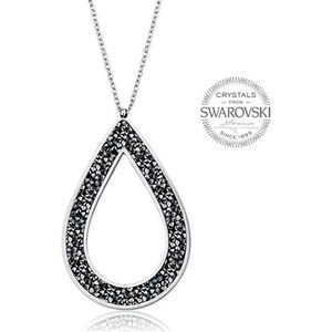 Levien Krásny náhrdelník s čiernymi kryštálmi SS Rocks Pear 49 grey metal vyobraziť