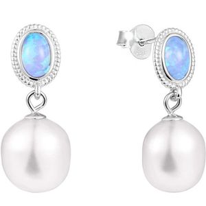 JwL Luxury Pearls Luxusné náušnice s pravou barokovou perlou a syntetickým opálom JL0583 vyobraziť