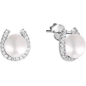 JwL Luxury Pearls Strieborné náušnice podkova s pravou perlou a zirkónmi JL0585 vyobraziť