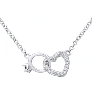 Silvego Strieborný náhrdelník srdce prepojené s prstienkom MWN01149 vyobraziť