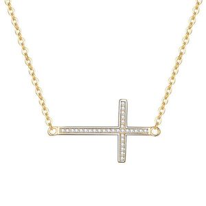 Beneto Pozlátený strieborný náhrdelník s krížikom AGS196 / 47-GOLD vyobraziť