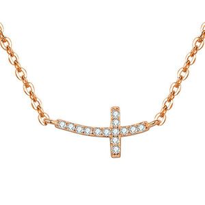 Beneto Ružovo pozlátený strieborný náhrdelník s krížikom AGS546 / 47-ROSE vyobraziť