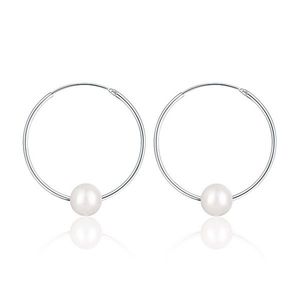JwL Luxury Pearls Strieborné náušnice kruhy s pravými bielymi perlami JL0633 vyobraziť