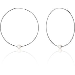 JwL Luxury Pearls Strieborné náušnice kruhy s pravými bielymi perlami JL0638 vyobraziť