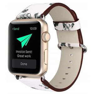 4wrist Kožený remienok pro Apple Watch s motivem kvetin - bílo-černý 38/40 mm vyobraziť